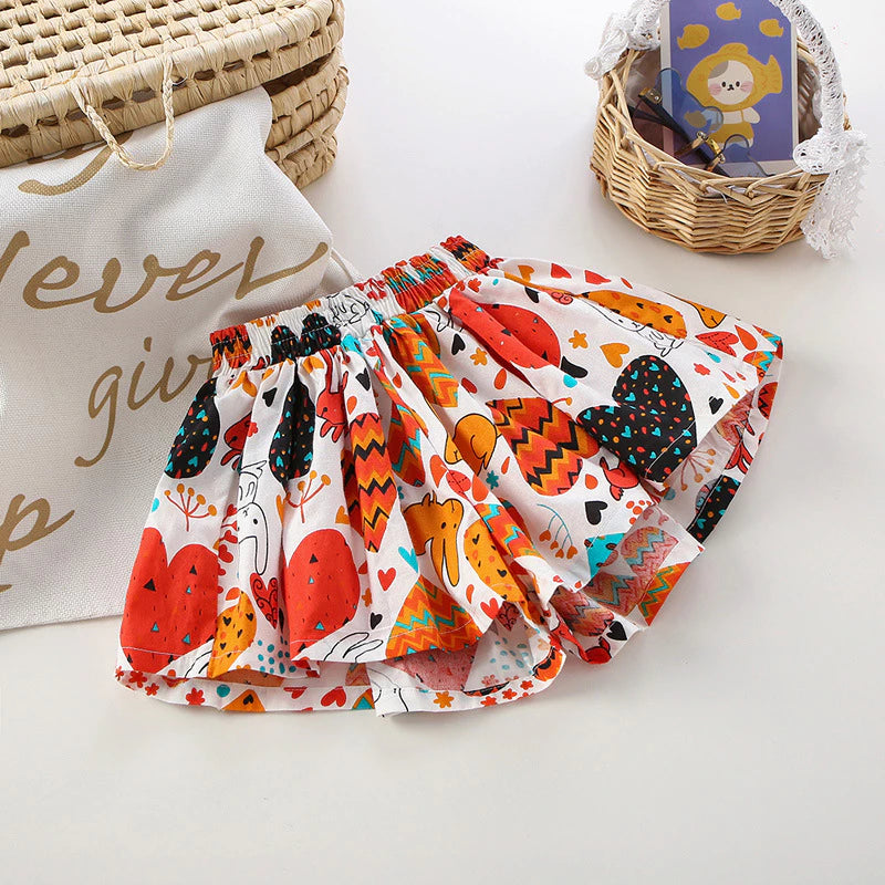 Girl Floral Skirt Pant Kids Girl Skort