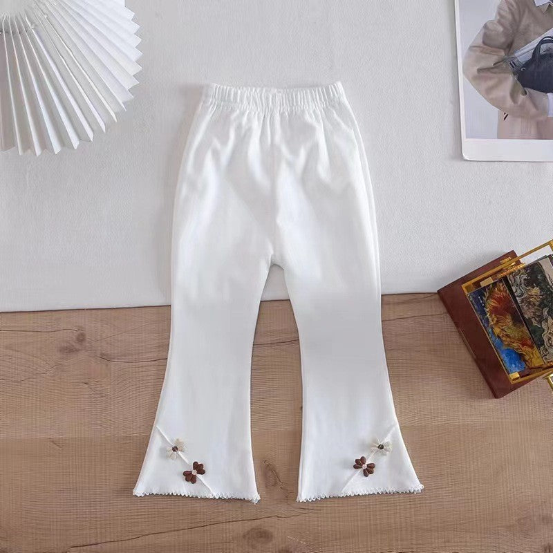 Seluar Legging Bootcut Baby Girl 1-8Y Kids Girl Flared Bootcut Long Pants Flower Bell Bottom Panjang Budak Perempuan