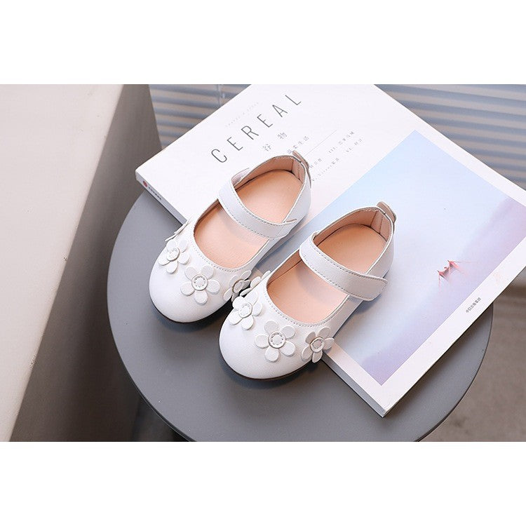 Kasut Sekolah Budak Perempuan Mary Jane Anti Slip Soft Sole Velcro PU Leather Anak Jalan