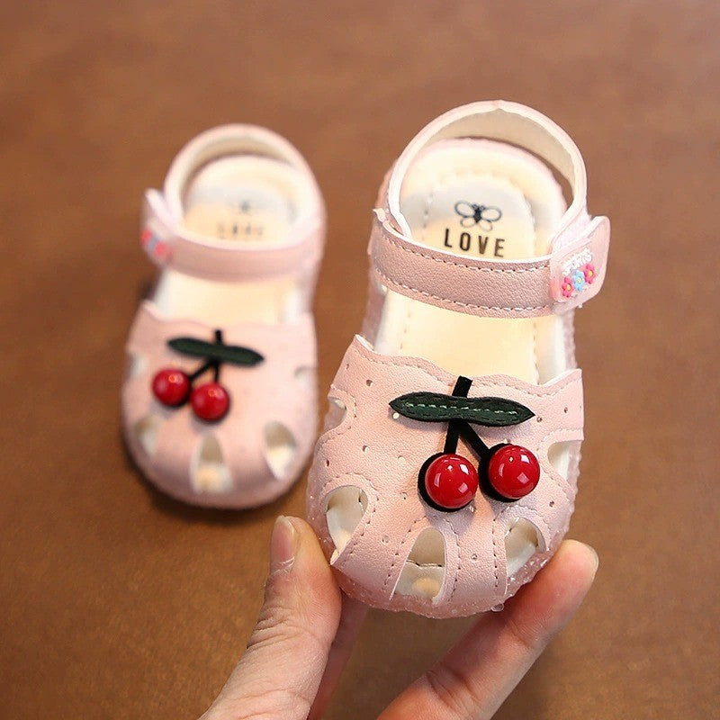 Kasut Budak Perempuan 6M-5Y Baby Girl Shoes Kids Sandal Pink Cherry Anti Slip Jalan Anak Toddler