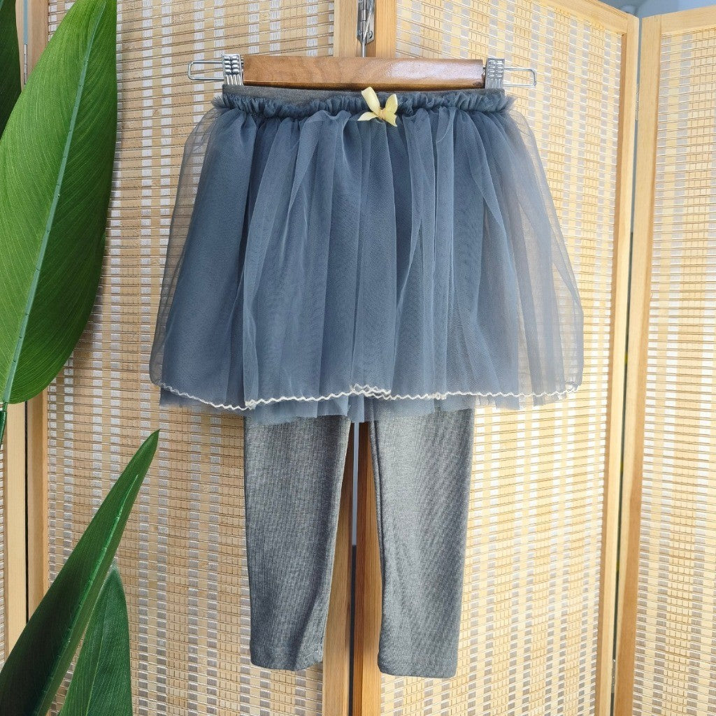 Legging Baby Girl 1-7Y Tutu Skirt Legging Kids Girl Ribbon Baju Raya Seluar Panjang Budak Perempuan Toddler Pants Skirt