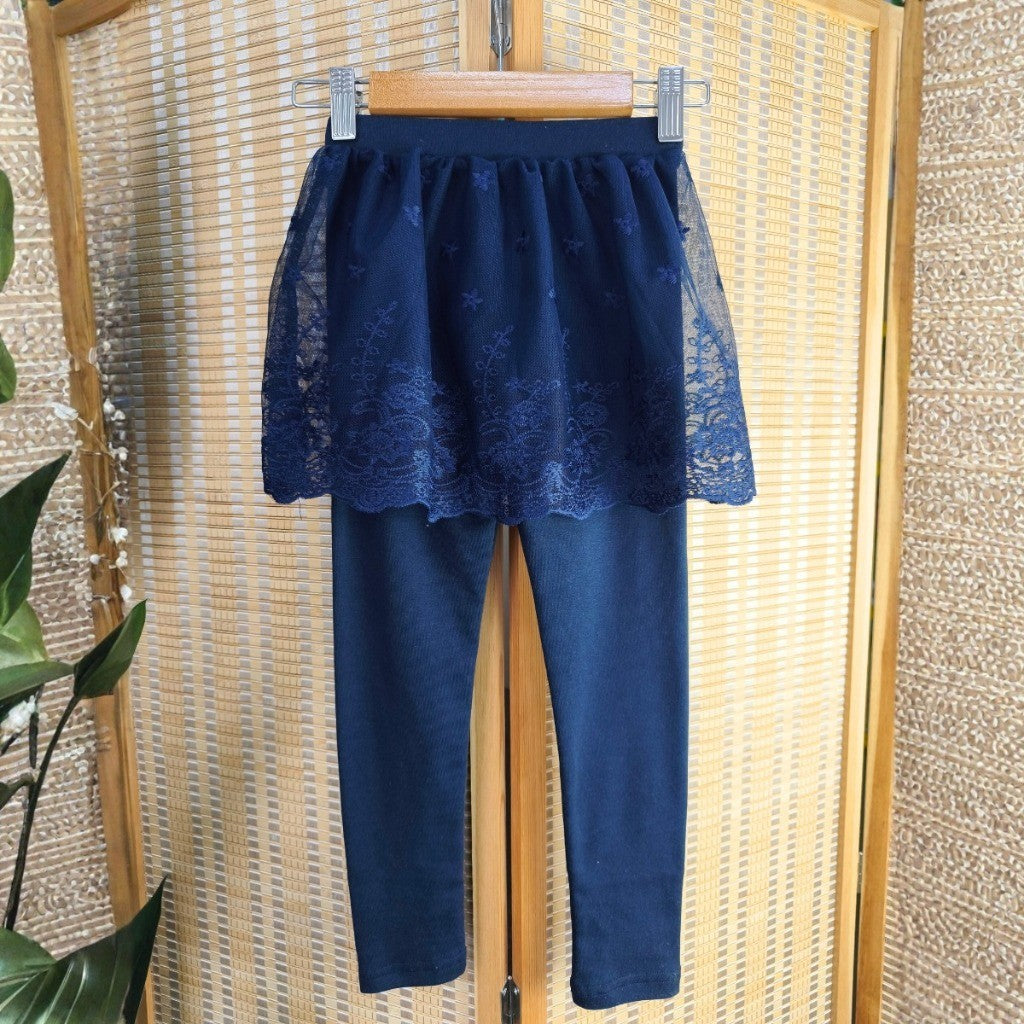 Tutu Skirt Legging Kids Girl 1-7Y Baby Girl Skirt Pants Cotton Lace Baju Raya Trousers Seluar Panjang Budak Perempuan