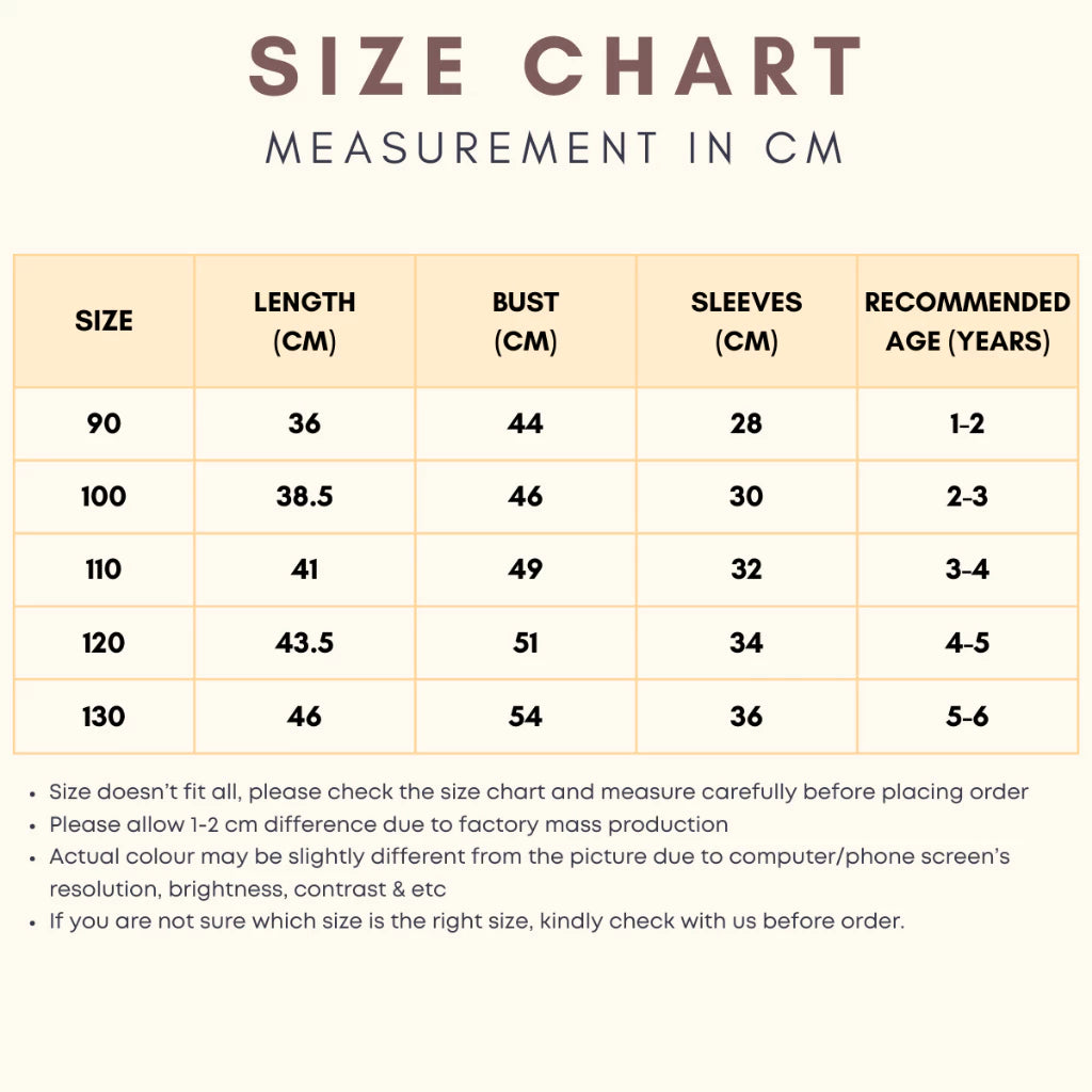 Girl Stripe Wavy Hem Long Sleeve Blouse Baju Raya Budak