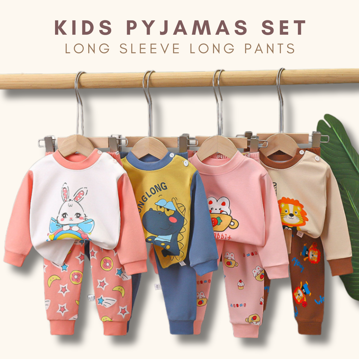 Baju Tidur Budak 6mths-6yrs Pijama Cotton Lengan Panjang Unisex Baby Kids Sleepwear