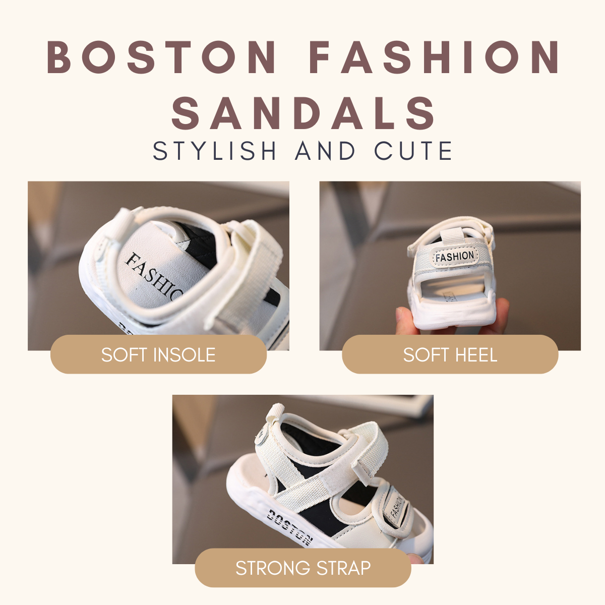 Boston Tap Sandals Kasut Raya Budak Unisex Baby Shoes