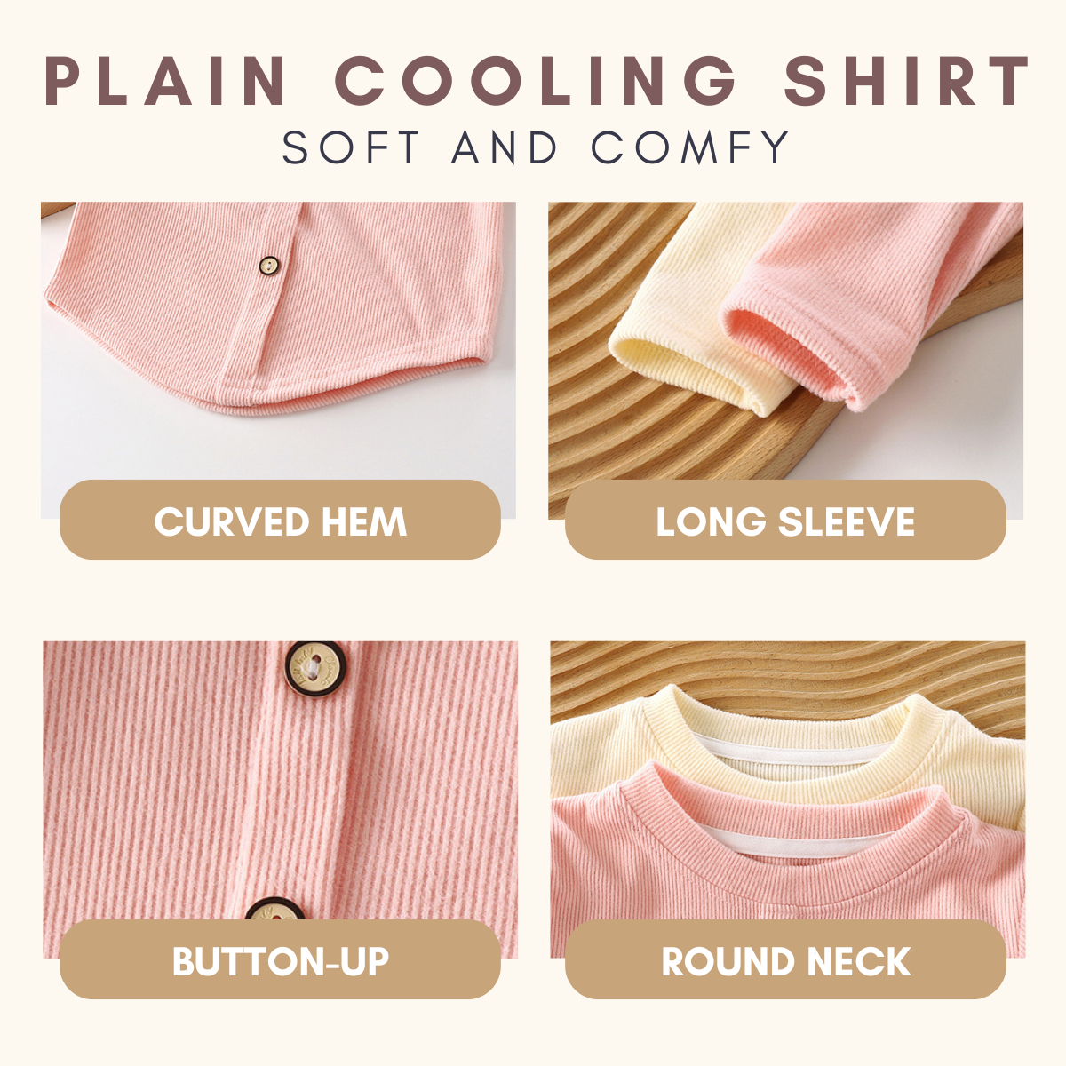 Mini Basic Plain Cooling Long Sleeve Baju Baby Girl