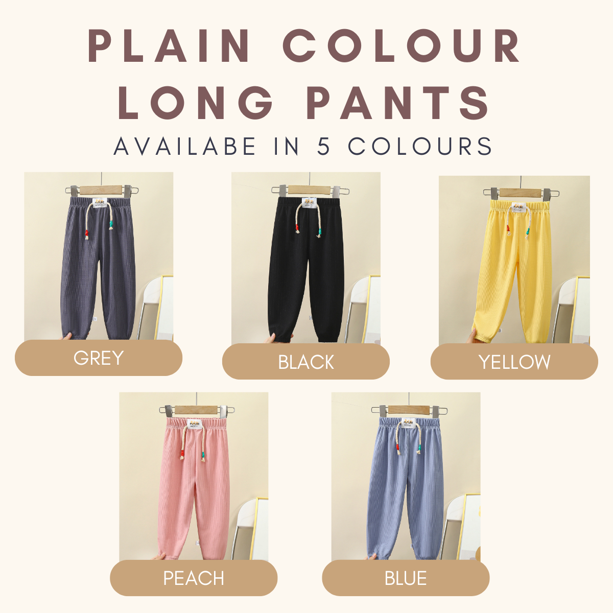 BareBasics Plain Long Pants Seluar Panjang Budak Kids