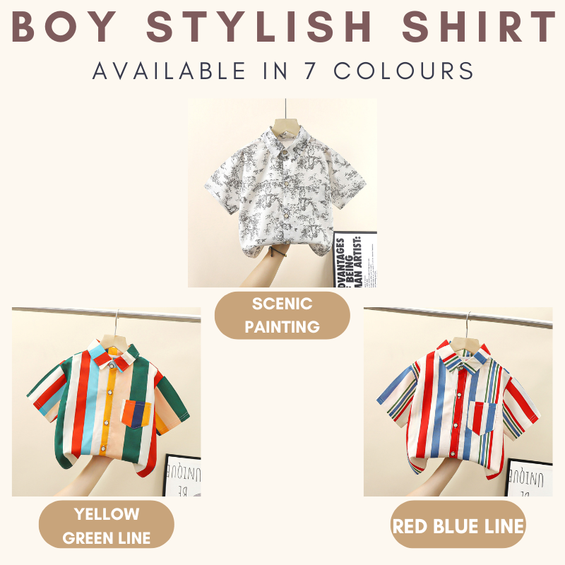 Boy Stylish Short Sleeve Collar Shirt Kemeja Baby Boy