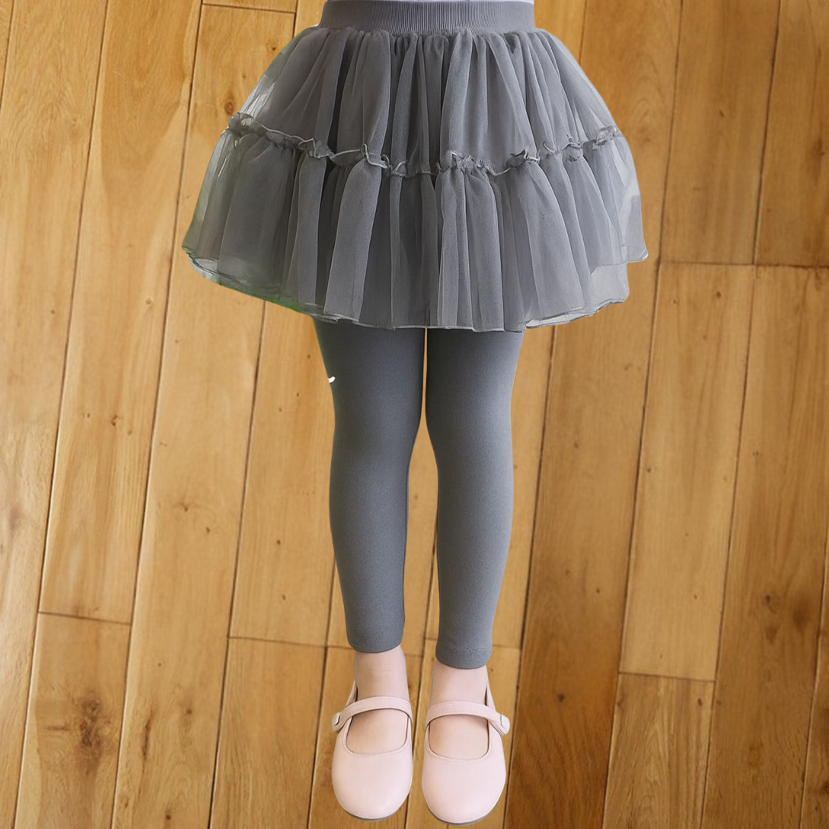 Kids Girl Skirt Legging | Baby Girl Tutu Pants 1-8Y | Toddler Legging with Skirt | Casual Raya Merdeka Outfit | White Gr