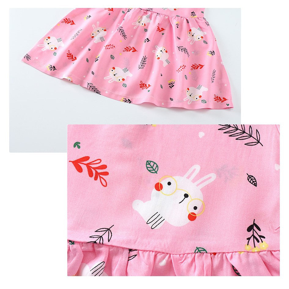 Coconana 1-6 yrs old Baju Raya Baby Girl Dress Sleeveless Cotton Silk Cute Cartoon Princess Dresses Perempuan