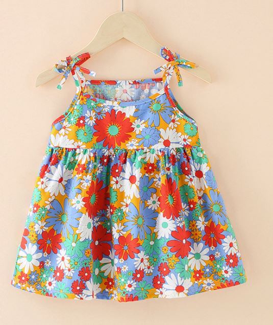 Dress Baby Girl 1-5Y Kids Girl Sleeveless Dress Floral Soft Cotton Kids Dress Toddler Clothes Gaun Baju Budak Perempuan