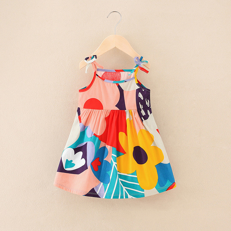 Dress Baby Girl 1-5Y Kids Girl Sleeveless Dress Floral Soft Cotton Kids Dress Toddler Clothes Gaun Baju Budak Perempuan