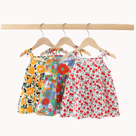 Dress Baby Girl 1-5Y Kids Girl Sleeveless Dress Floral Soft Cotton Kids Dress Toddler Clothes Gaun Baju Budak Perempuan