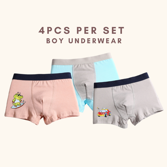 Coconana 2-15 yrs 4pcs Seluar Dalam Budak Lelaki Underwear Kids Boy Soft Cotton Children Cartoon Boxer Kids