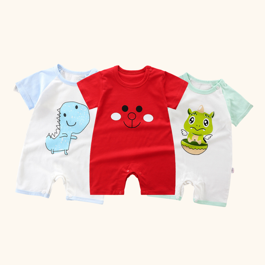 Coconana 0 - 24 mths Baby Rompers Design 2 Cotton Short Sleeve Romper Newborn Jumpsuit Girl Boy Baju Raya Bayi Murah