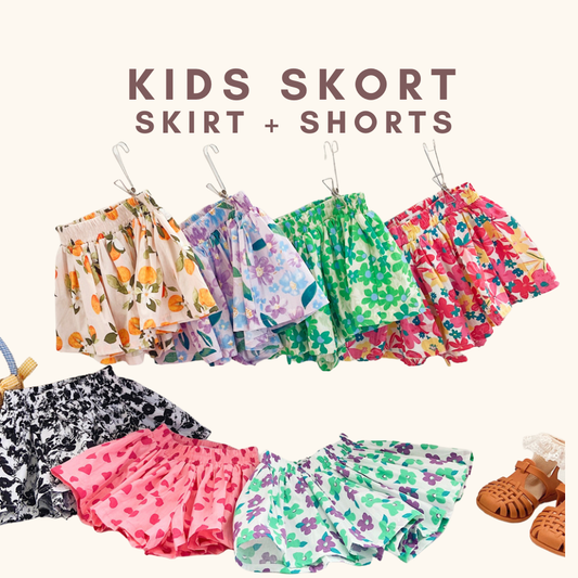 Kids Girl Skort Pants 1-6Y Floral Skort Seluar Budak Perempuan Soft Cotton Baju Baby Girl Kids Clothes Short Pants
