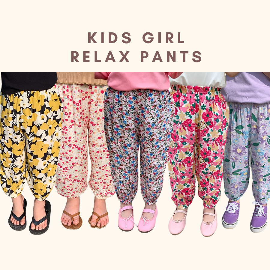 Coconana 1yr - 6yrs old Kids Relax Long Pants Soft Cotton Floral Batik Comfortable Baju Seluar Panjang Budak Raya