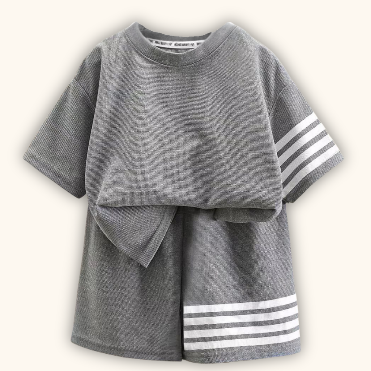 EZ Wear Casual Plain Line Clothes Set Baju Budak Lelaki