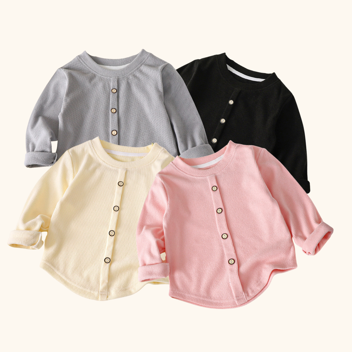Mini Basic Plain Cooling Long Sleeve Baju Baby Girl