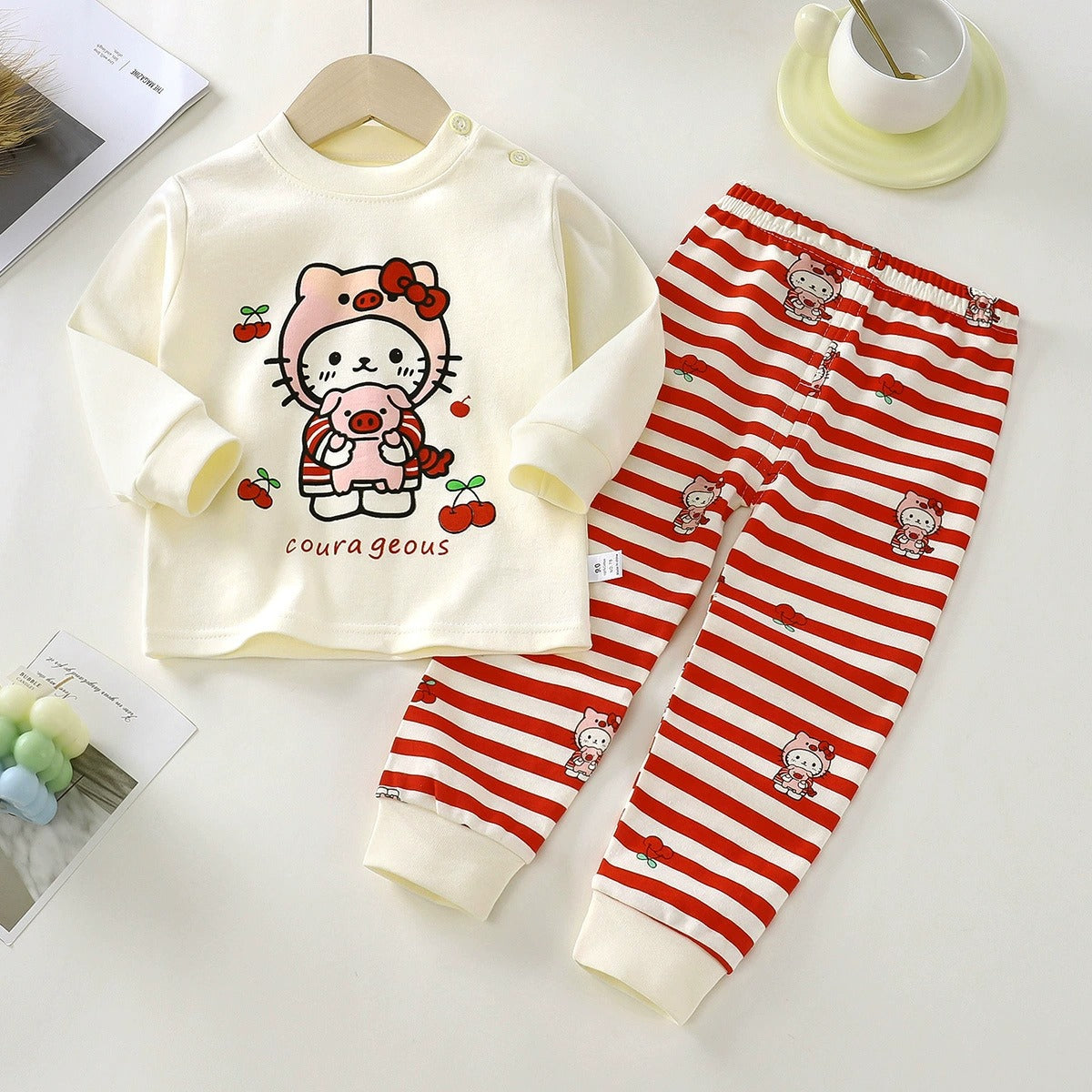 Baju Tidur Budak 6mths-6yrs Pijama Cotton Lengan Panjang Unisex Baby Kids Sleepwear