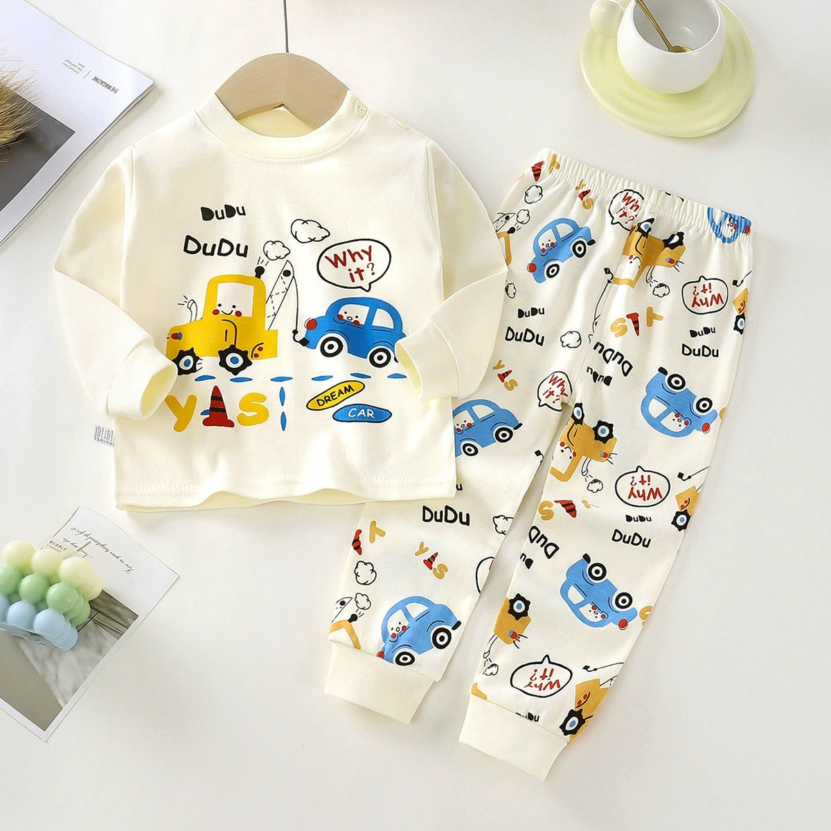 Baju Tidur Budak 6mths-6yrs Pijama Cotton Lengan Panjang Unisex Baby Kids Sleepwear