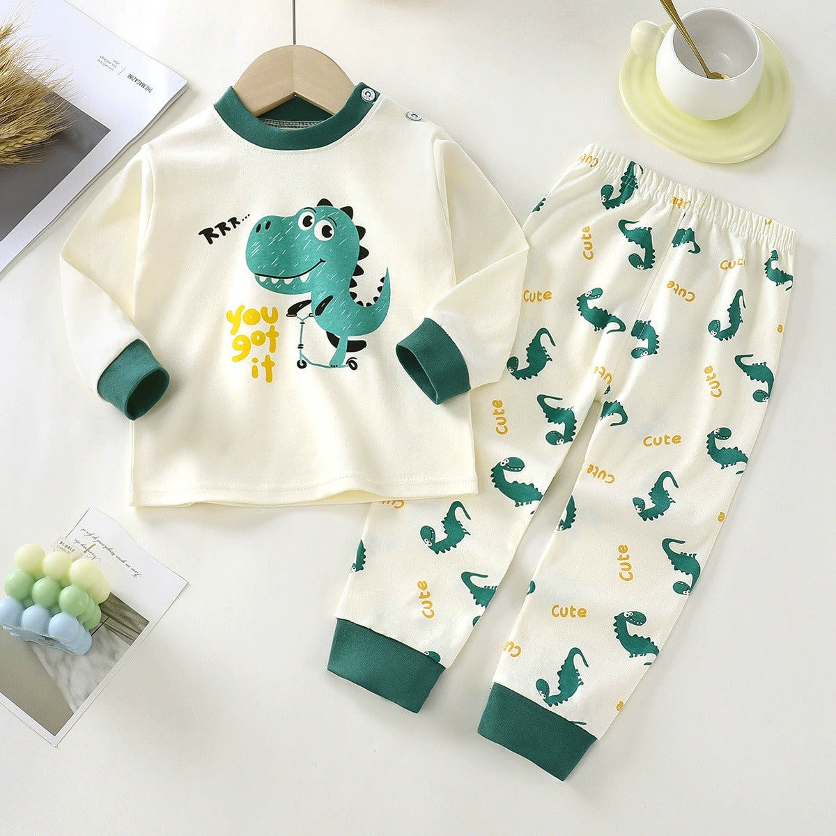 Baju Tidur Budak 6mths-6yrs Pijama Cotton Lengan Panjang Unisex Baby Kids Sleepwear