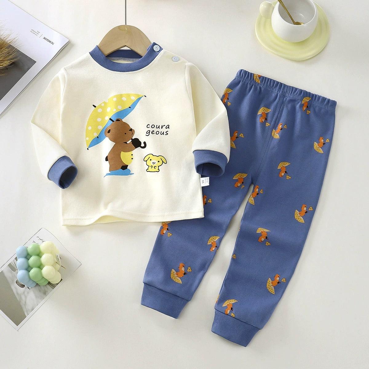 Baju Tidur Budak 6mths-6yrs Pijama Cotton Lengan Panjang Unisex Baby Kids Sleepwear