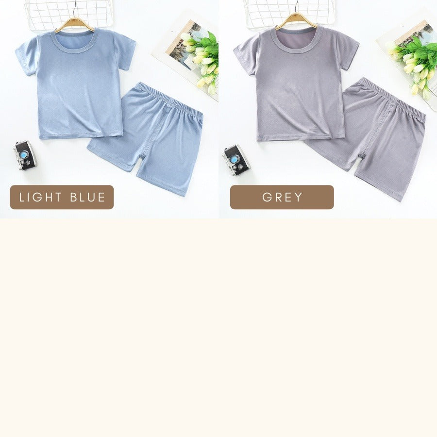 Coconana 1-5yrs Kids Plain Colour Clothes Set Basic Tee Baby T Shirt Pants Baju Raya Seluar Budak Lelaki Perempuan