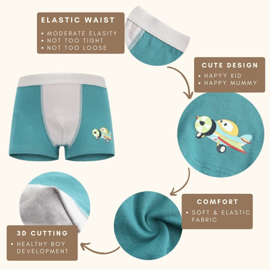 Coconana 2-15 yrs 4pcs Seluar Dalam Budak Lelaki Underwear Kids Boy Soft Cotton Children Cartoon Boxer Kids