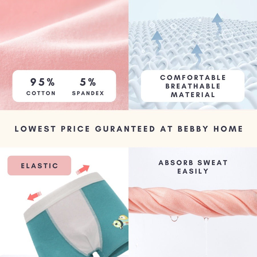 Coconana 2-15 yrs 4pcs Seluar Dalam Budak Lelaki Underwear Kids Boy Soft Cotton Children Cartoon Boxer Kids