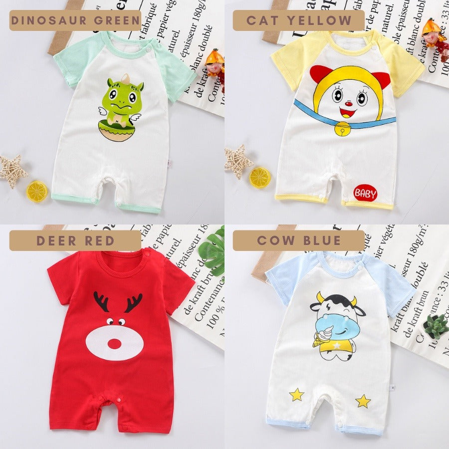 Coconana 0 - 24 mths Baby Rompers Design 2 Cotton Short Sleeve Romper Newborn Jumpsuit Girl Boy Baju Raya Bayi Murah