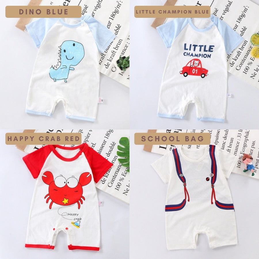 Coconana 0 - 24 mths Baby Rompers Design 2 Cotton Short Sleeve Romper Newborn Jumpsuit Girl Boy Baju Raya Bayi Murah