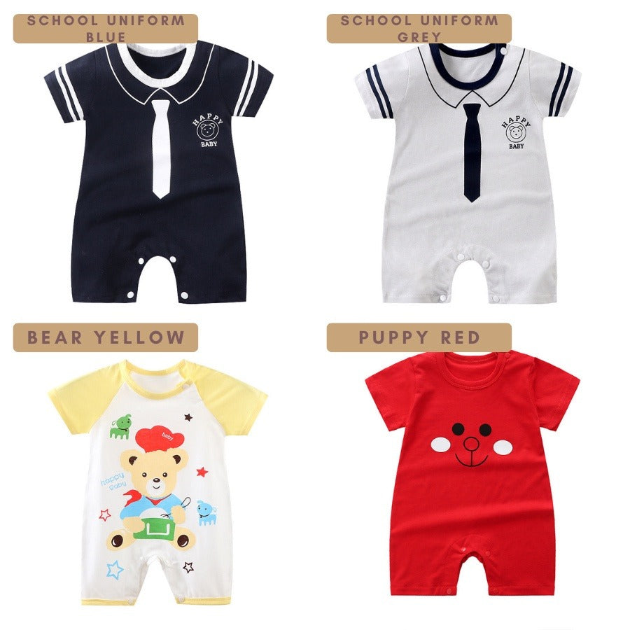 Coconana 0 - 24 mths Baby Rompers Design 2 Cotton Short Sleeve Romper Newborn Jumpsuit Girl Boy Baju Raya Bayi Murah
