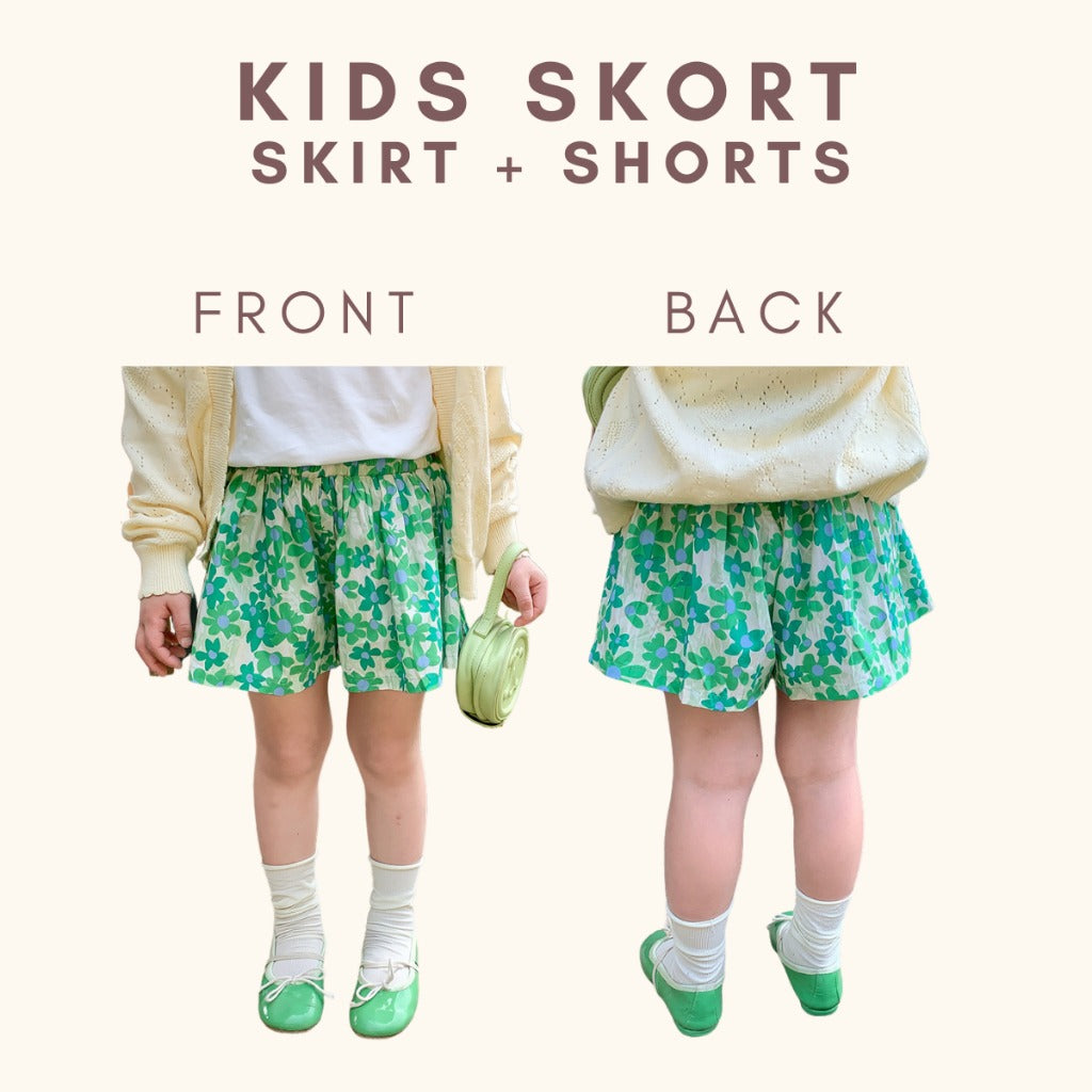 Kids Girl Skort Pants 1-6Y Floral Skort Seluar Budak Perempuan Soft Cotton Baju Baby Girl Kids Clothes Short Pants