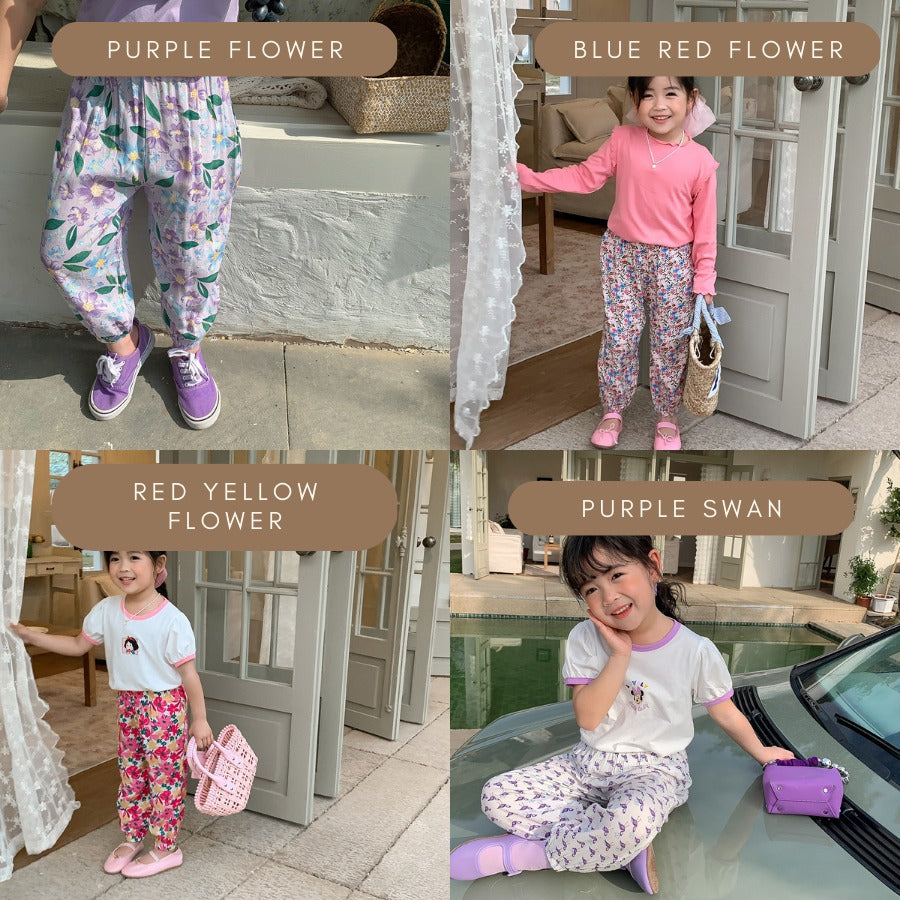 Coconana 1yr - 6yrs old Kids Relax Long Pants Soft Cotton Floral Batik Comfortable Baju Seluar Panjang Budak Raya