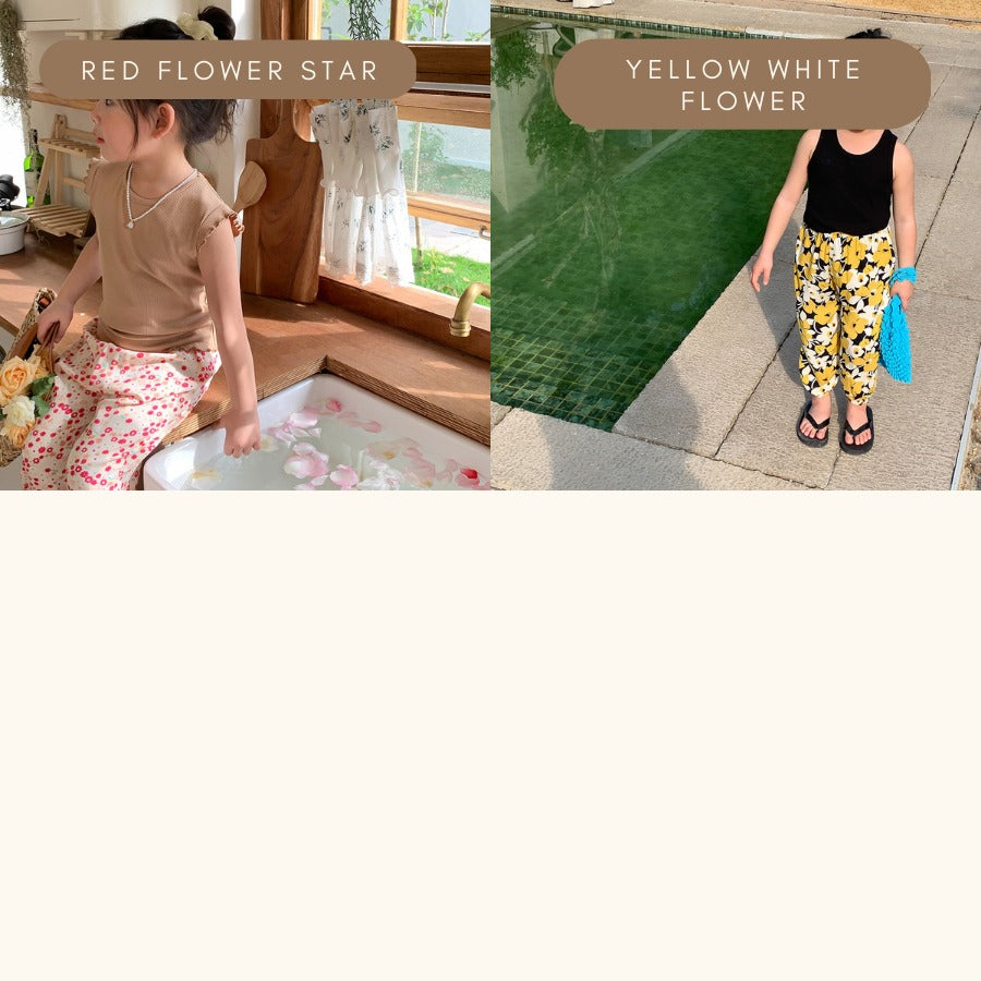 Coconana 1yr - 6yrs old Kids Relax Long Pants Soft Cotton Floral Batik Comfortable Baju Seluar Panjang Budak Raya