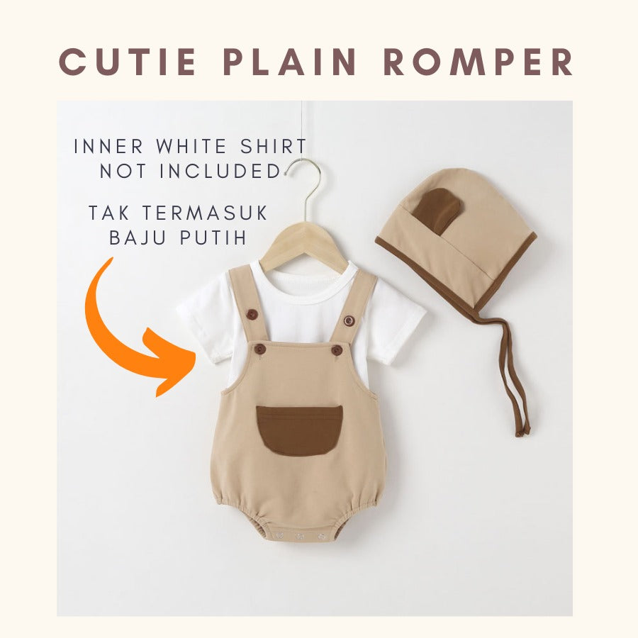 Coconana 0-12 mths Baby Romper Newborn Jumpsuit Plain Brown Pink with Cap Baju Bayi Anak
