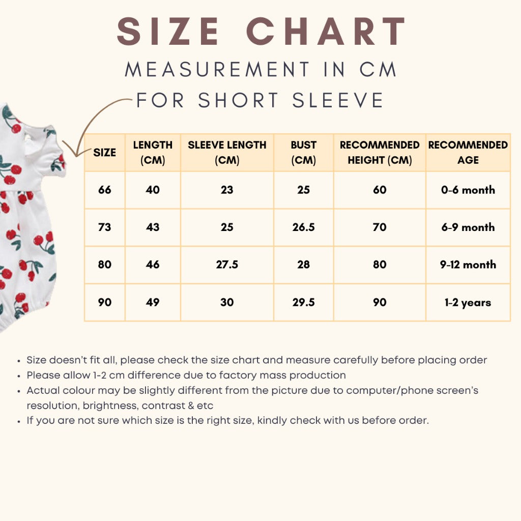 Coconana 0-2yrs Baby Romper Baju Raya Baby Girl Romper Headband 2pcs Set Baju Baby Girl Baby Cherry Romper Dress Baby