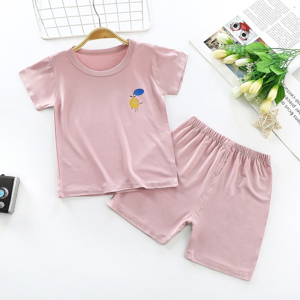 Coconana 1-5yrs Kids Plain Colour Clothes Set Basic Tee Baby T Shirt Pants Baju Raya Seluar Budak Lelaki Perempuan