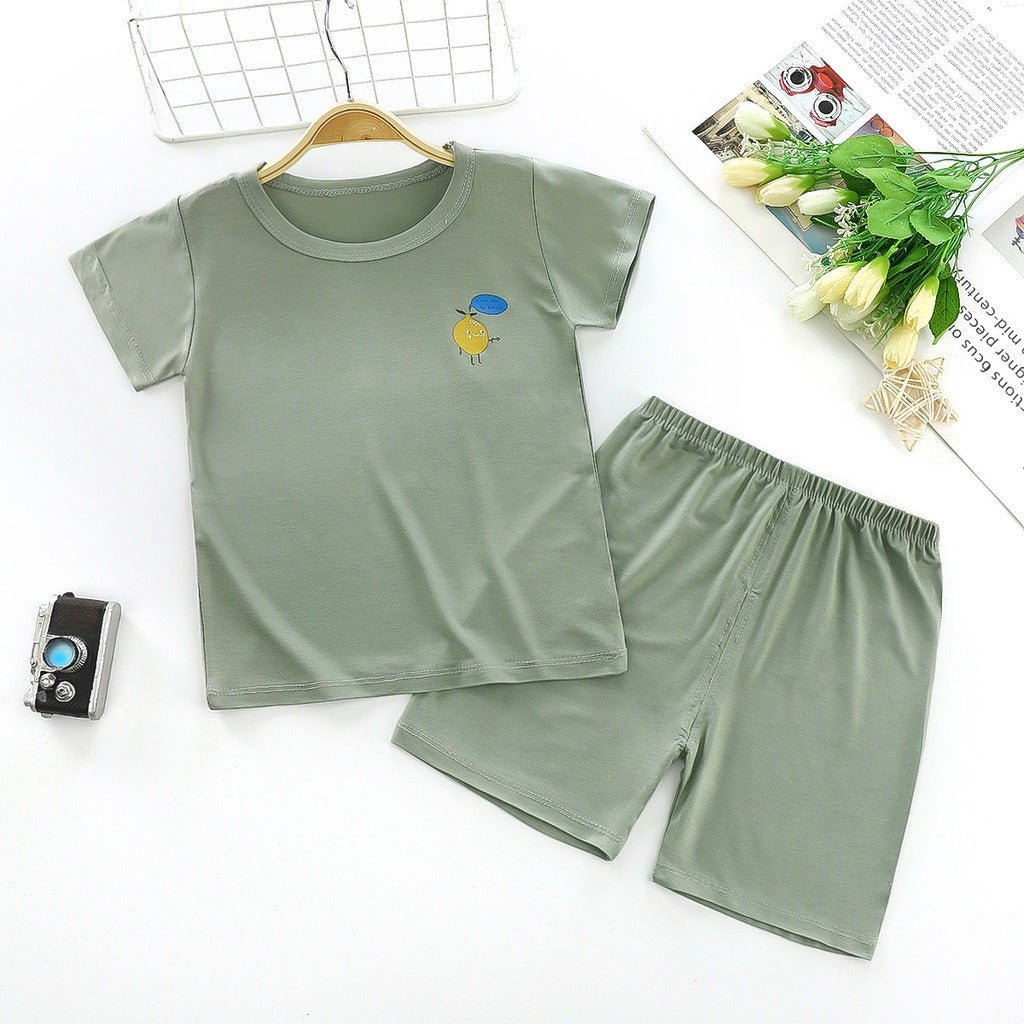 Coconana 1-5yrs Kids Plain Colour Clothes Set Basic Tee Baby T Shirt Pants Baju Raya Seluar Budak Lelaki Perempuan