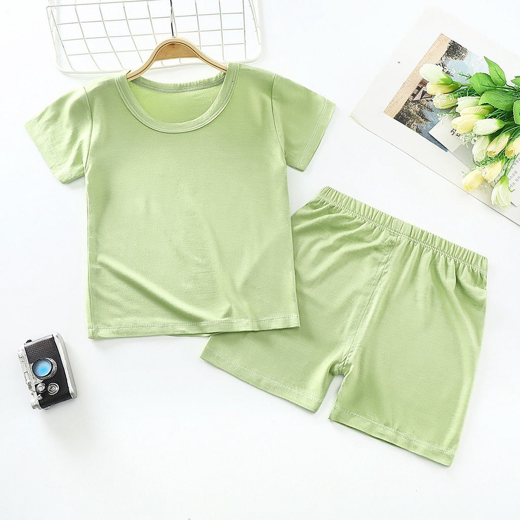 Coconana 1-5yrs Kids Plain Colour Clothes Set Basic Tee Baby T Shirt Pants Baju Raya Seluar Budak Lelaki Perempuan