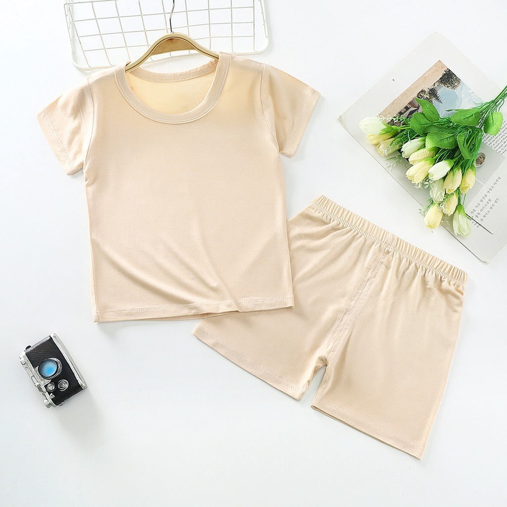 Coconana 1-5yrs Kids Plain Colour Clothes Set Basic Tee Baby T Shirt Pants Baju Raya Seluar Budak Lelaki Perempuan