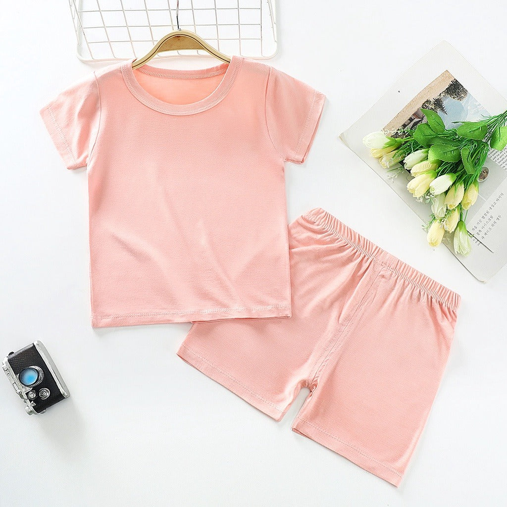 Coconana 1-5yrs Kids Plain Colour Clothes Set Basic Tee Baby T Shirt Pants Baju Raya Seluar Budak Lelaki Perempuan