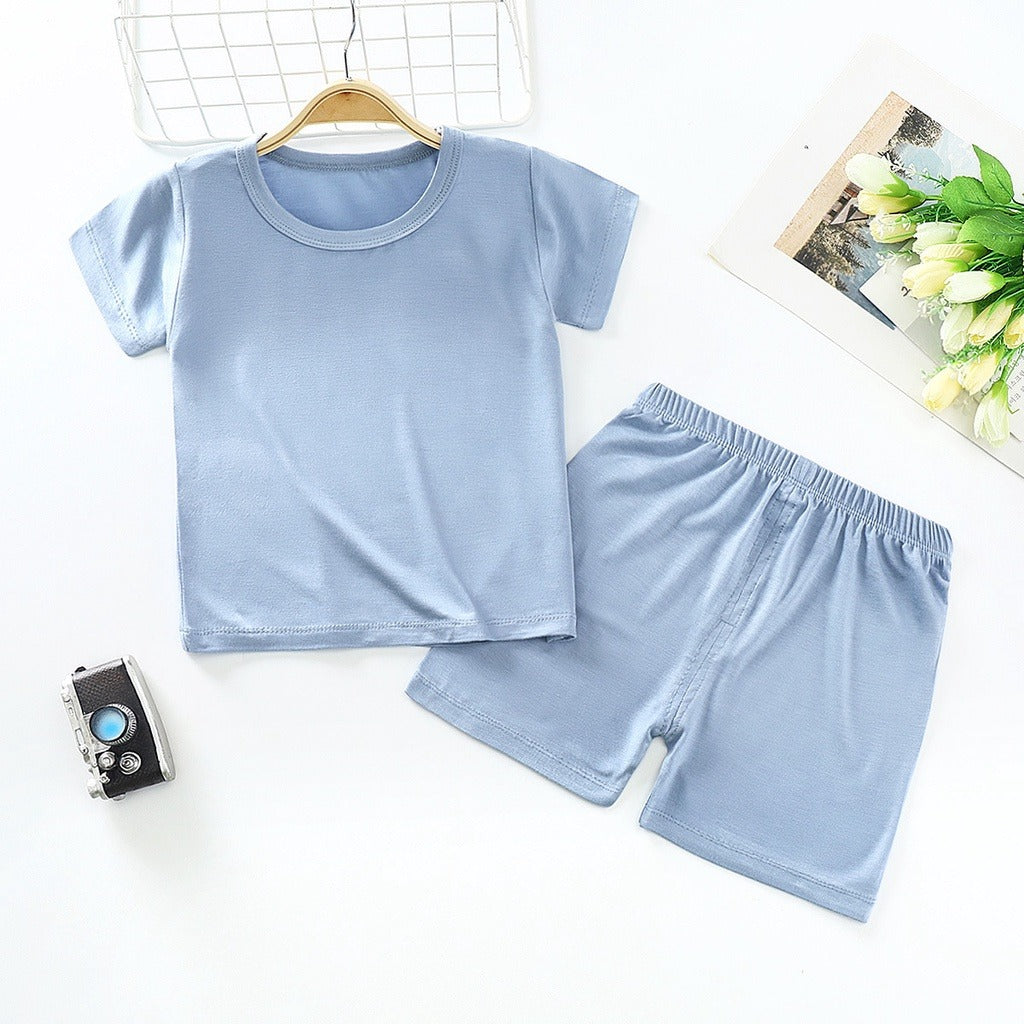 Coconana 1-5yrs Kids Plain Colour Clothes Set Basic Tee Baby T Shirt Pants Baju Raya Seluar Budak Lelaki Perempuan