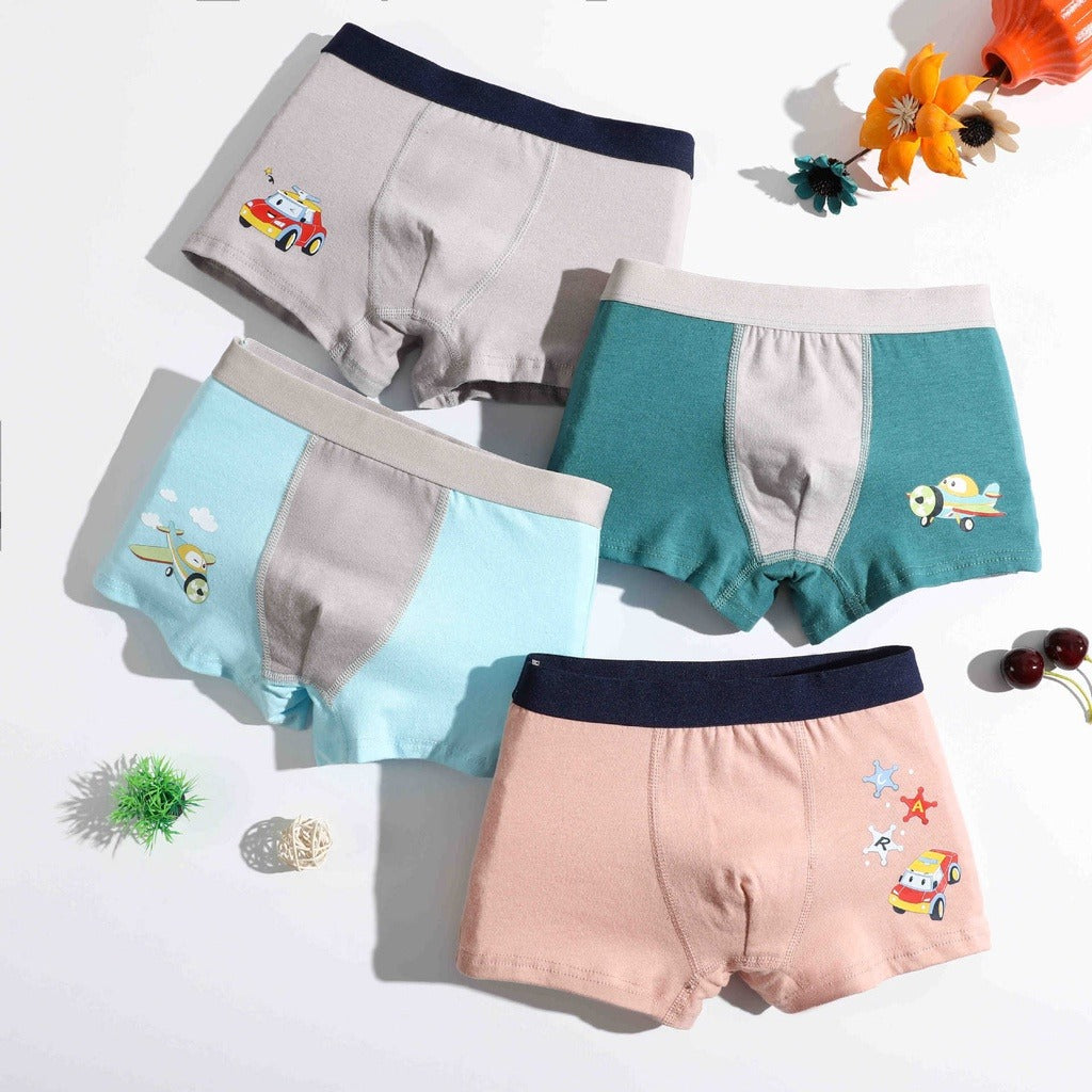 Coconana 2-15 yrs 4pcs Seluar Dalam Budak Lelaki Underwear Kids Boy Soft Cotton Children Cartoon Boxer Kids