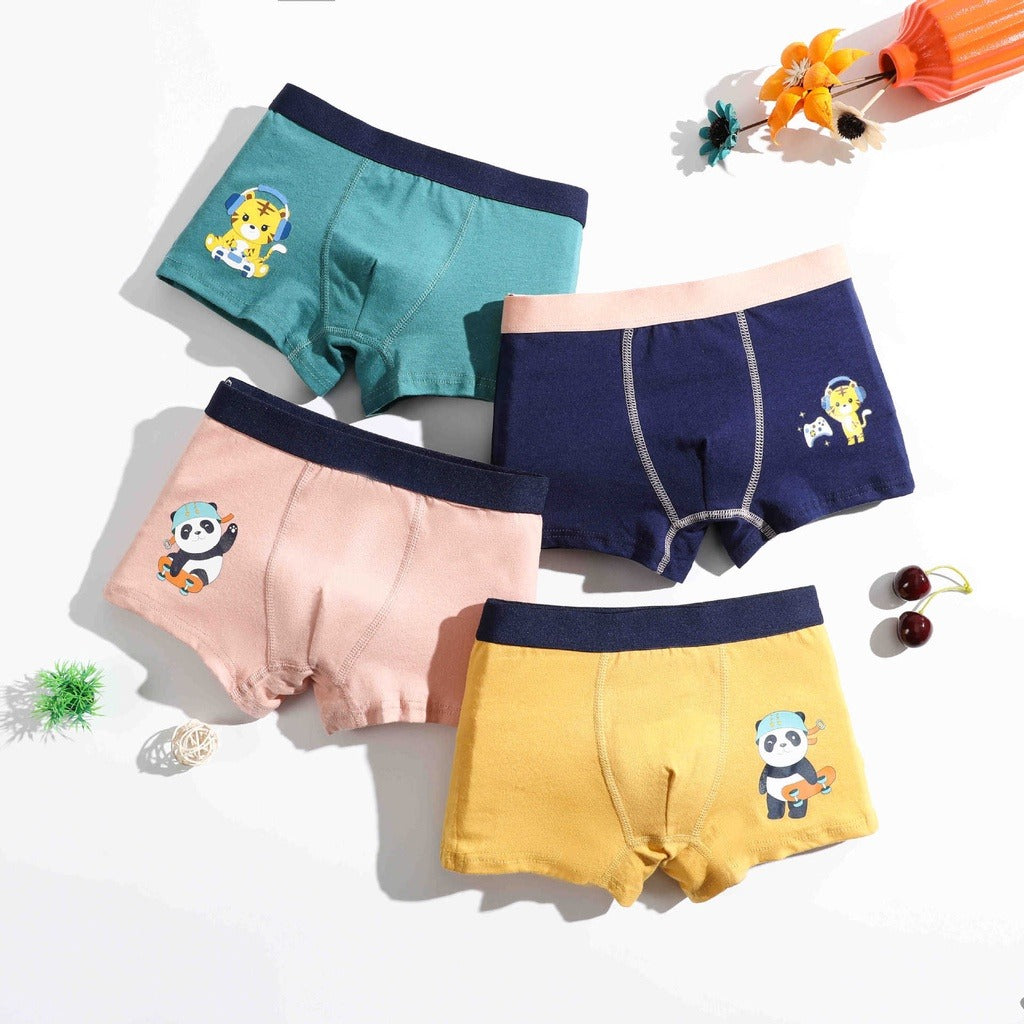 Coconana 2-15 yrs 4pcs Seluar Dalam Budak Lelaki Underwear Kids Boy Soft Cotton Children Cartoon Boxer Kids