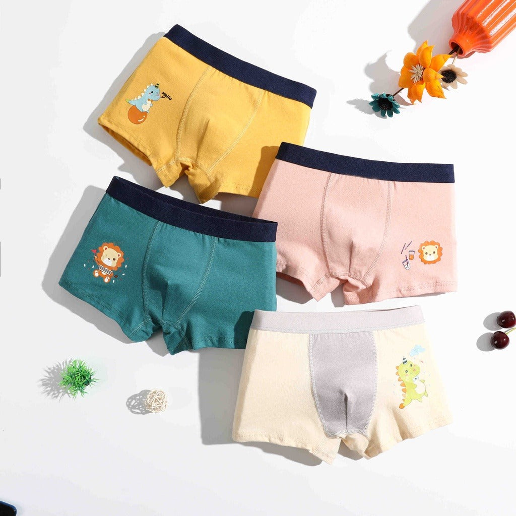 Coconana 2-15 yrs 4pcs Seluar Dalam Budak Lelaki Underwear Kids Boy Soft Cotton Children Cartoon Boxer Kids