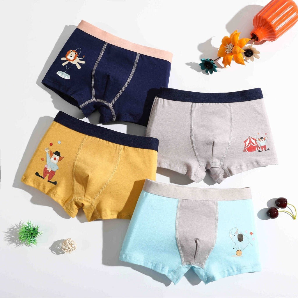 Coconana 2-15 yrs 4pcs Seluar Dalam Budak Lelaki Underwear Kids Boy Soft Cotton Children Cartoon Boxer Kids