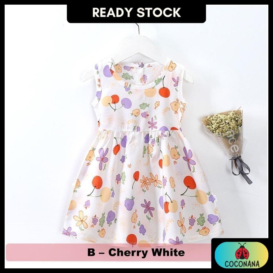 Coconana 1-6 yrs old Baju Raya Baby Girl Dress Sleeveless Cotton Silk Cute Cartoon Princess Dresses Perempuan