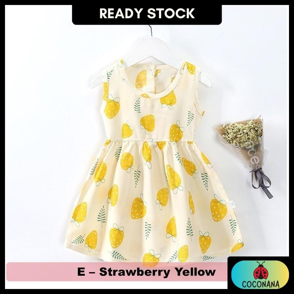 Coconana 1-6 yrs old Baju Raya Baby Girl Dress Sleeveless Cotton Silk Cute Cartoon Princess Dresses Perempuan